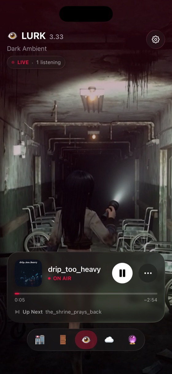 Voidcast home screen playing LURK 3.33